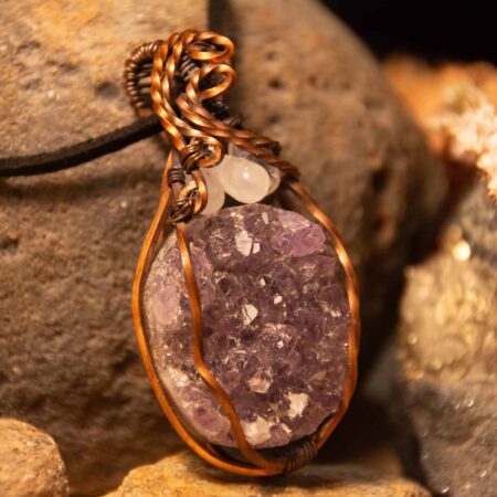 collana drusa di Ametista e Labradorite bianca