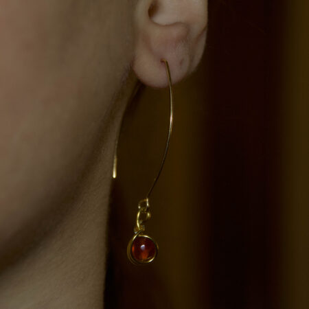 Orecchini in Corniola – Pendente Minimal Dorato