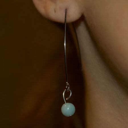 Orecchini in Amazzonite – Pendente Minimal Argento