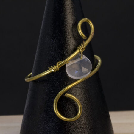 Anello Spirale Dorata con Quarzo Rosa | regolabile